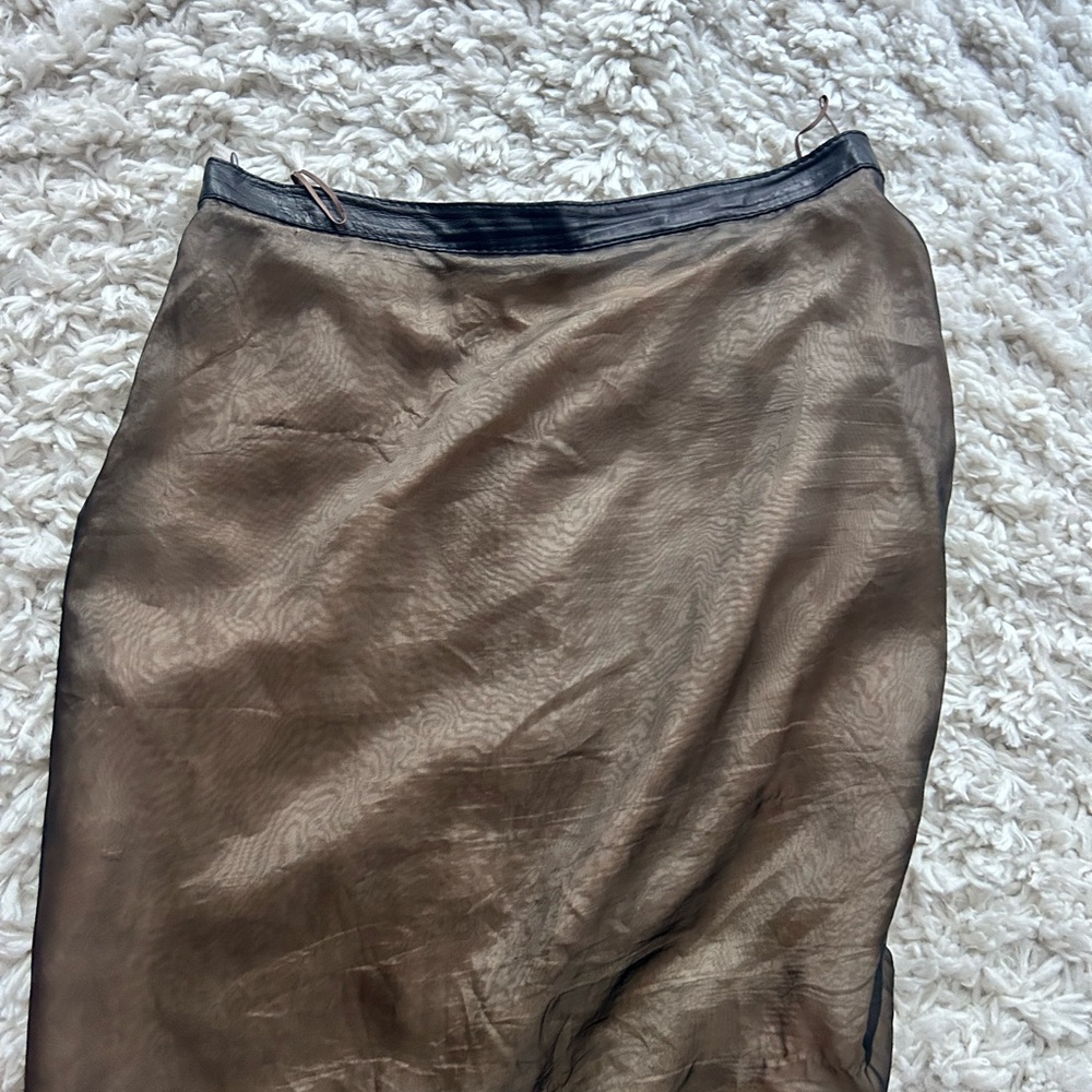 Elegant Brown Sheer Skirt with leather strap